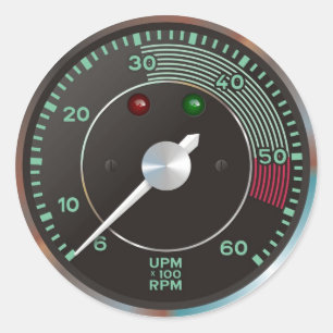 Classic 356 rev counter, old air-cooled sports car round sticker