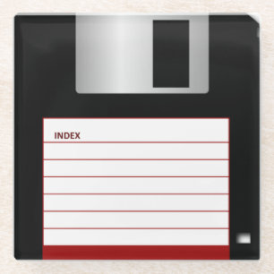 Classic 3.5" Red Floppy Disk Glass Coasters
