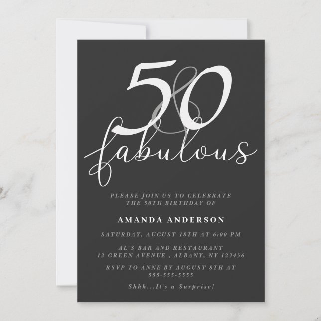 Classic 50 & Fabulous 50th Birthday Party Invitation (Front)