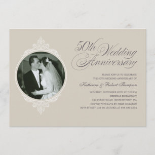 Classic 50th Anniversary Sandstone Invitations