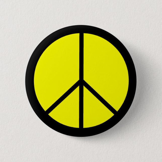 Classic 60s Groovy Peace Symbol 2 Inch Round Button (Front)