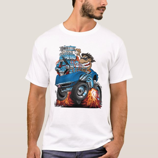 Classic '69 American Sports Car Cartoon T-Shirt (Front)