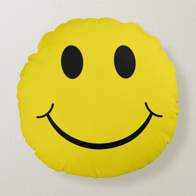 Classic 70's Yellow Happy Face Round Pillow (Front)