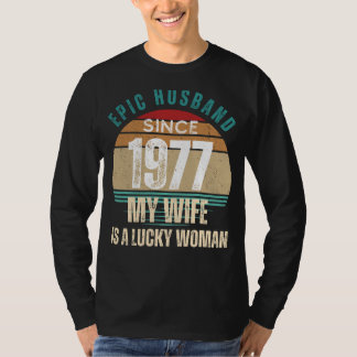 Classic 77 Epic Hubby Tee: Lucky Wifes Proud Man, T-Shirt