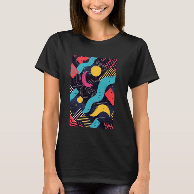 Classic 80s Style Synthwave Pattern Art T-Shirt (Front)