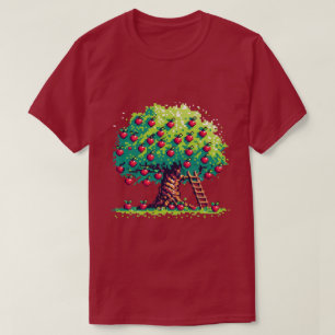 Classic 8-Bit Apple Tree Pixel Design T-Shirt