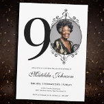 Classic 90th Birthday Black and White Custom Photo Invitation<br><div class="desc">Classic 90th Birthday Black and White Custom Photo Invitation. Embark on a journey of timeless celebration with our Classic Black and White milestone birthday invitation. The design exudes sophistication with a vintage flourish, blending classic charm seamlessly. Your cherished memories take centre stage with the custom photo feature, adding a personal...</div>