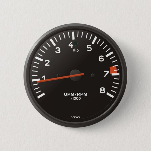 Classic 911 rev counter (old air-cooled car) 2 inch round button (Front)