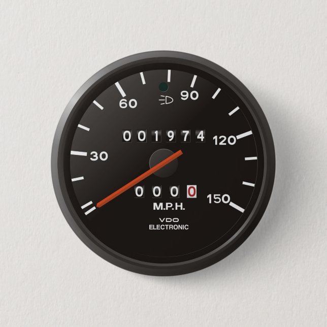 Classic 911 speedometer (old air-cooled car) 2 inch round button (Front)