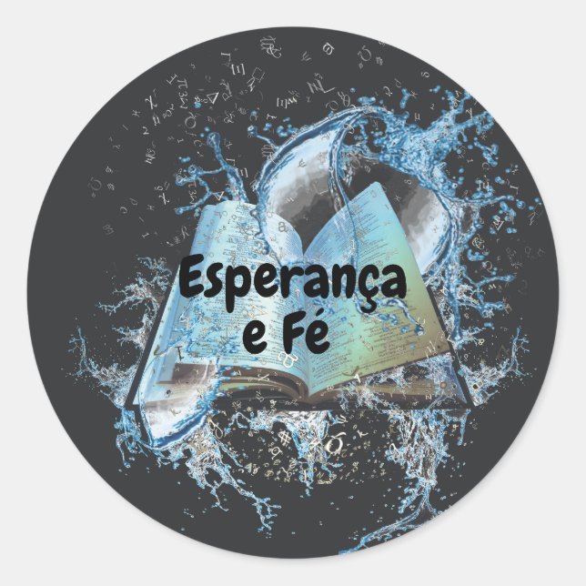 Classic Adhesive Round with Book and Ag Splash Classic Round Sticker (Front)