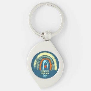 CLASSIC AFFIRMATION QUOTE RETRO BOHO RAINBOW METAL KEYCHAIN