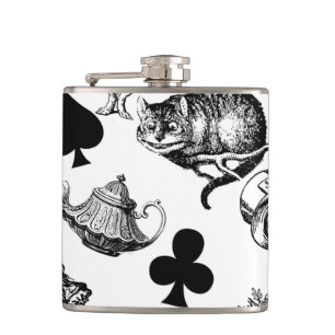 Classic Alice adventures in wonderland characters Hip Flask