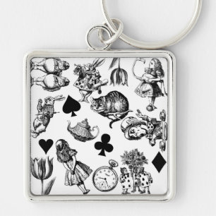 Classic Alice adventures in wonderland characters Keychain