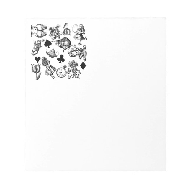 Classic Alice adventures in wonderland characters Notepad (Front)