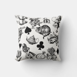 Classic Alice adventures in wonderland characters Throw Pillow