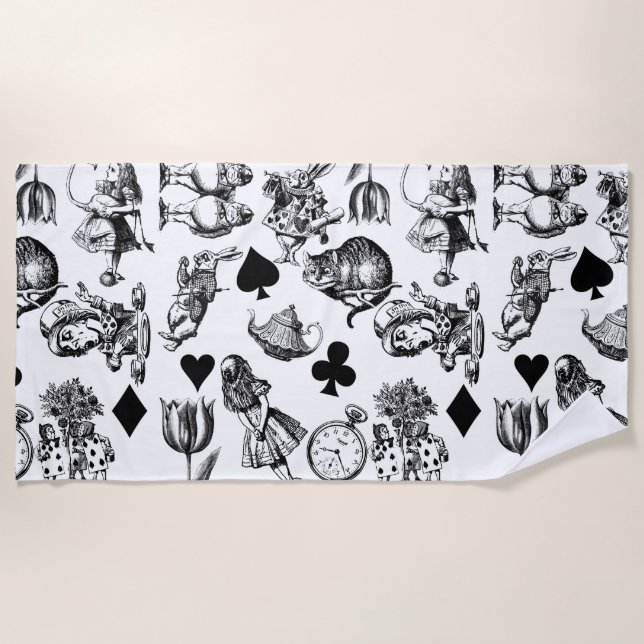  Classic Alice in Wonderland Characters: Original  Beach Towel (Front)