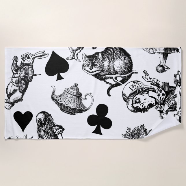  Classic Alice in Wonderland Characters: Original  Beach Towel (Front)