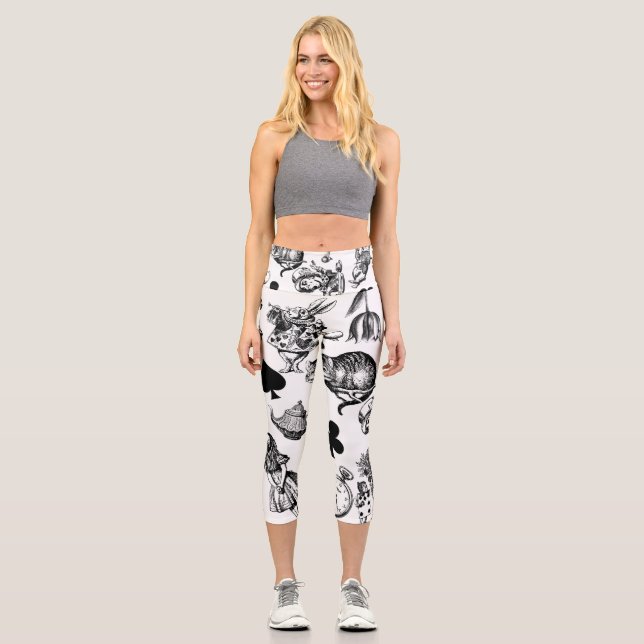  Classic Alice in Wonderland Characters: Original  Capri Leggings (Front)
