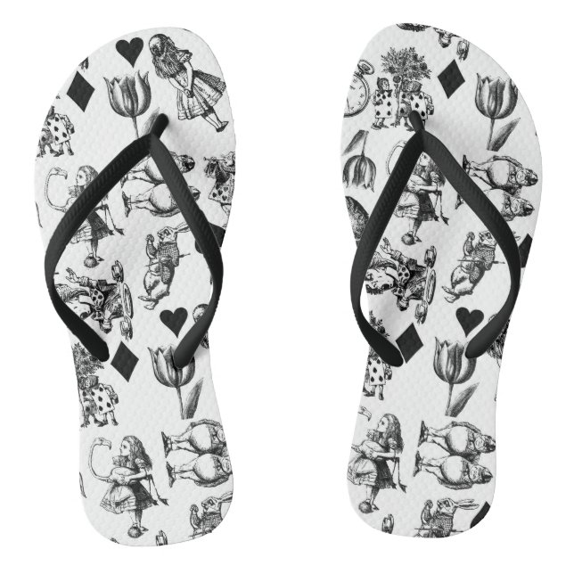  Classic Alice in Wonderland Characters: Original  Flip Flops (Footbed)
