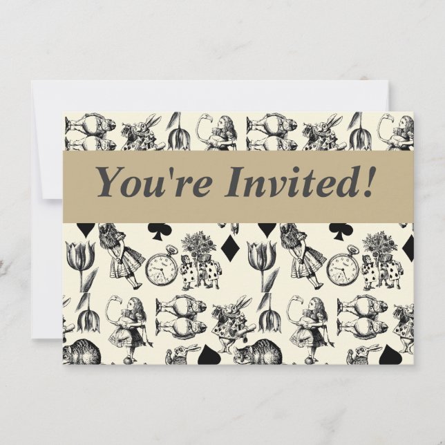 Classic Alice in Wonderland Characters: Original Invitation (Front)