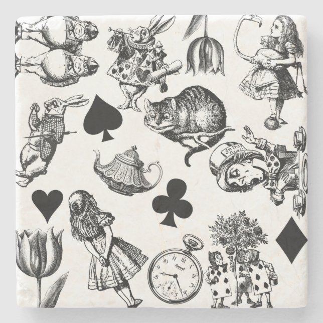  Classic Alice in Wonderland Characters: Original  Stone Coaster (Front)