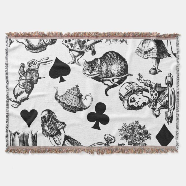 Classic Alice in Wonderland Characters: Original Throw Blanket (Front)
