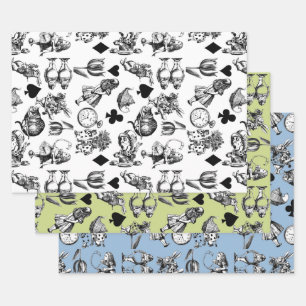 Classic Alice in Wonderland Characters: Original Wrapping Paper Sheet
