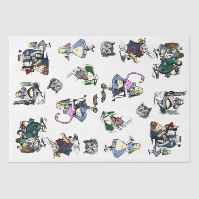 Classic Alice in Wonderland Rabbit Cheshire Cat Tissue Paper (Front)
