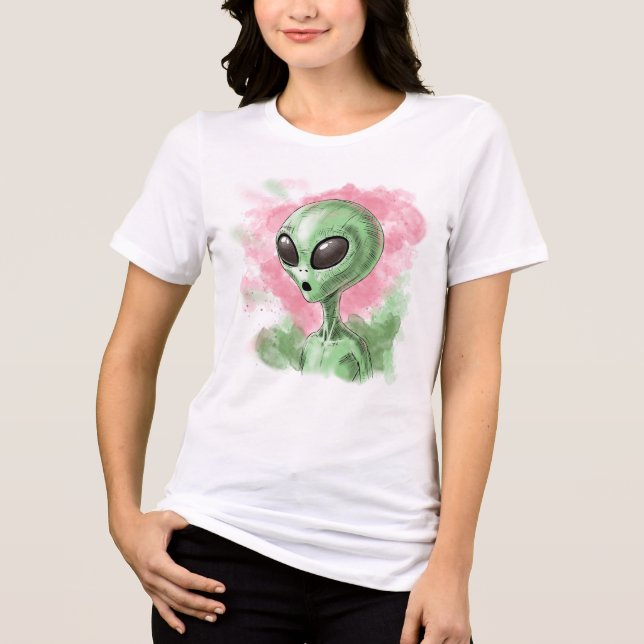 Classic Alien Illustration Tri-Blend Shirt (Front)
