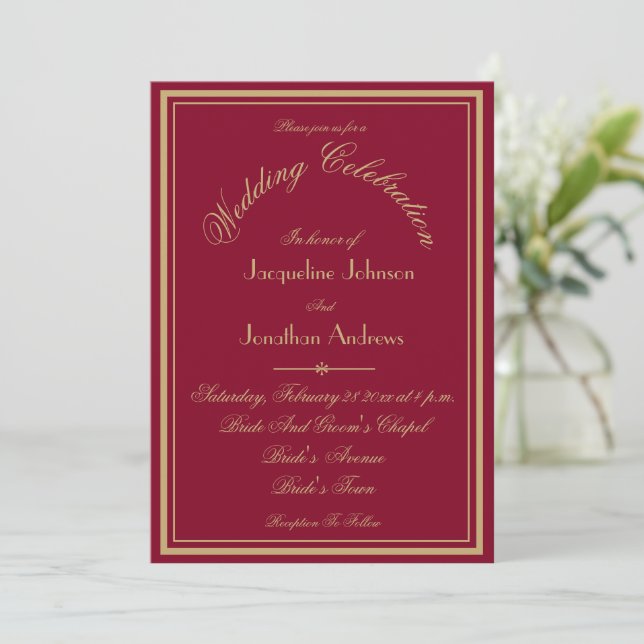 Classic All In One RSVP Website Email Chic Wedding Invitation (Standing Front)