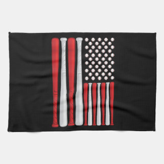 Classic American Baseball Flag - Vintage Baseball Kitchen Towel