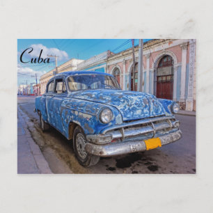 Classic American car in Cienfuegos, Cuba postcard