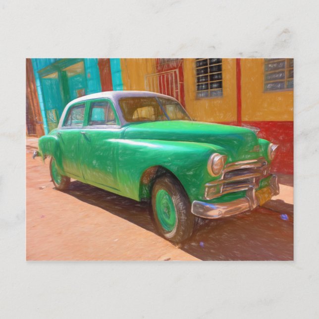 Classic American car in Havana, Cuba postcard (Front)