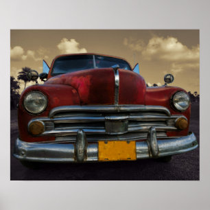 Classic American car in Vinales, Cuba Poster