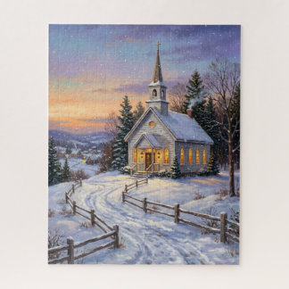Classic American Country Church Christmas Jigsaw Puzzle