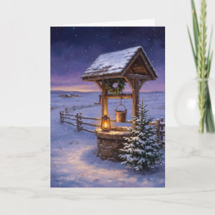 Classic American Country Well Christmas Card