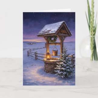 Classic American Country Well Christmas Card