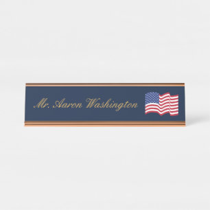 Classic American Flag Name Plate