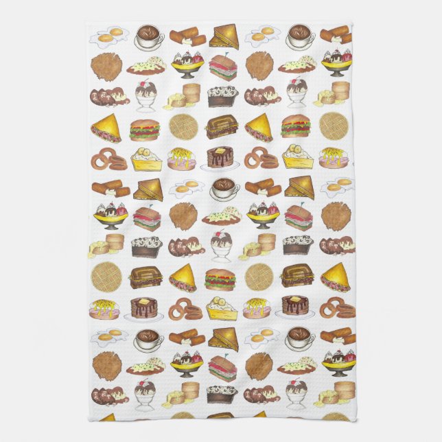 Classic American Lunch Counter Greasy Spoon Diner Kitchen Towel (Vertical)