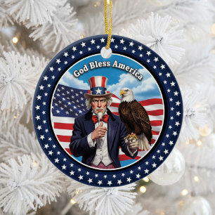 Classic American Patriotism  Ceramic Ornament
