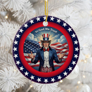 Classic American Patriotism Ceramic Ornament