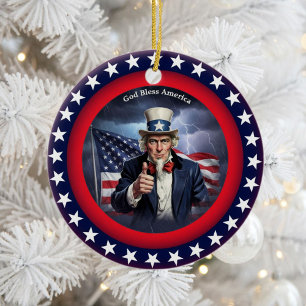 Classic American Patriotism  Ceramic Ornament