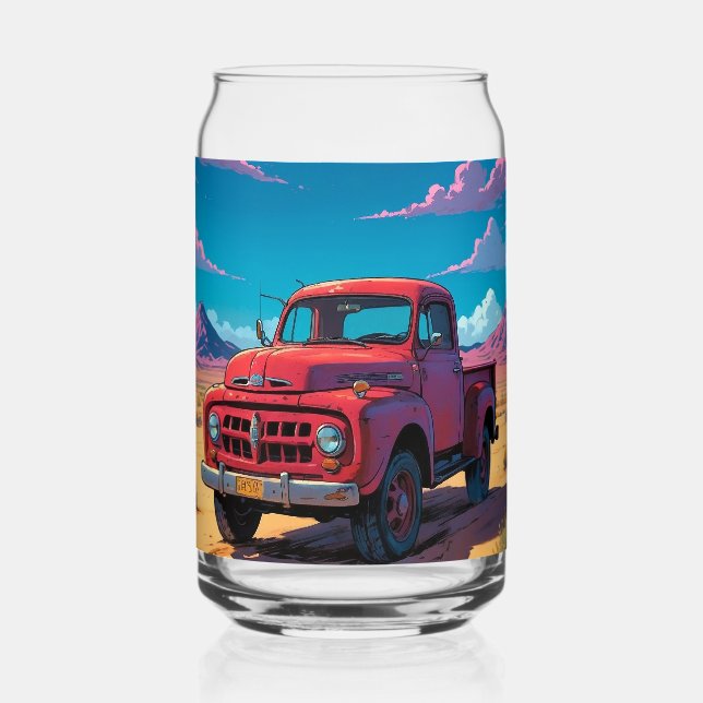 Classic American Pickup  Beer Can Glass (Front)