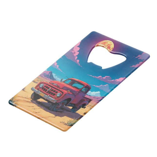 Classic American Pickup Credit Card Bottle Opener (Back Angled)