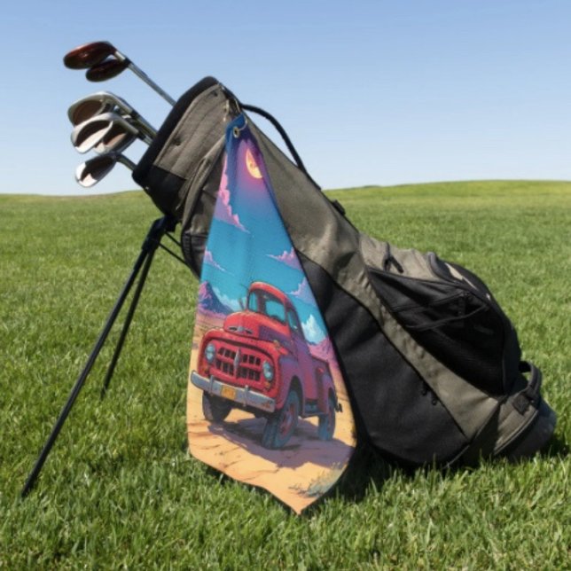 Classic American Pickup Golf Towel (Antique Red Truck Golf Towel Poly blend D: 16" x 24". Grommet brass plated hook. Machine washable.
)