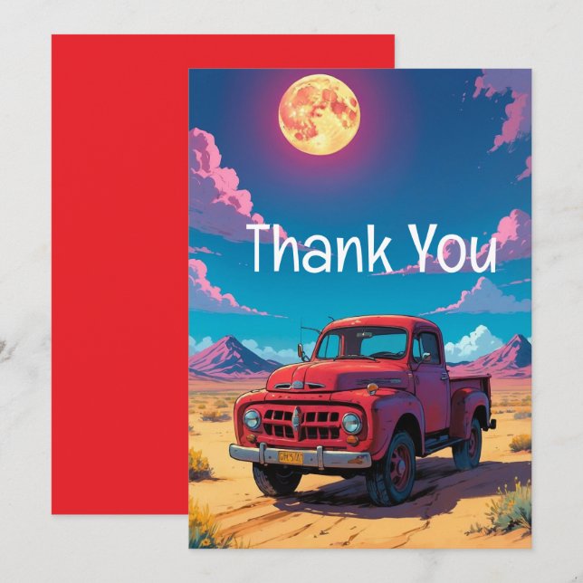 Classic American Pickup Truck Thank You Card (Front/Back)