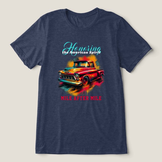 Classic American Pickup Truck Tri-Blend Shirt (Design Front)