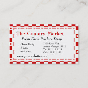 Classic American Red and White Farm House Gingham Business Card