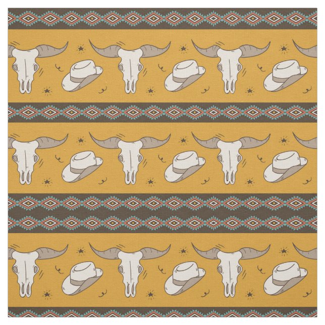 Classic American Western themed pattern  Fabric (Swatch)