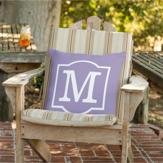 Classic Amethyst Purple Custom Monogram Letter Throw Pillow (Chair)